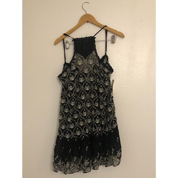 Brand New Anthropologie Sheer Embroidered Mini Lace Black & White Dress Small - Picture 9 of 14